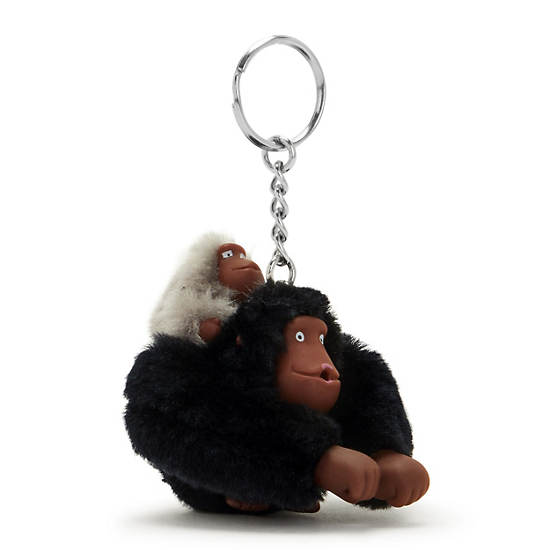 Kipling Mom And Baby Fashion Sven Monkey Keychain Accessories Black Croc | CA 1944RV